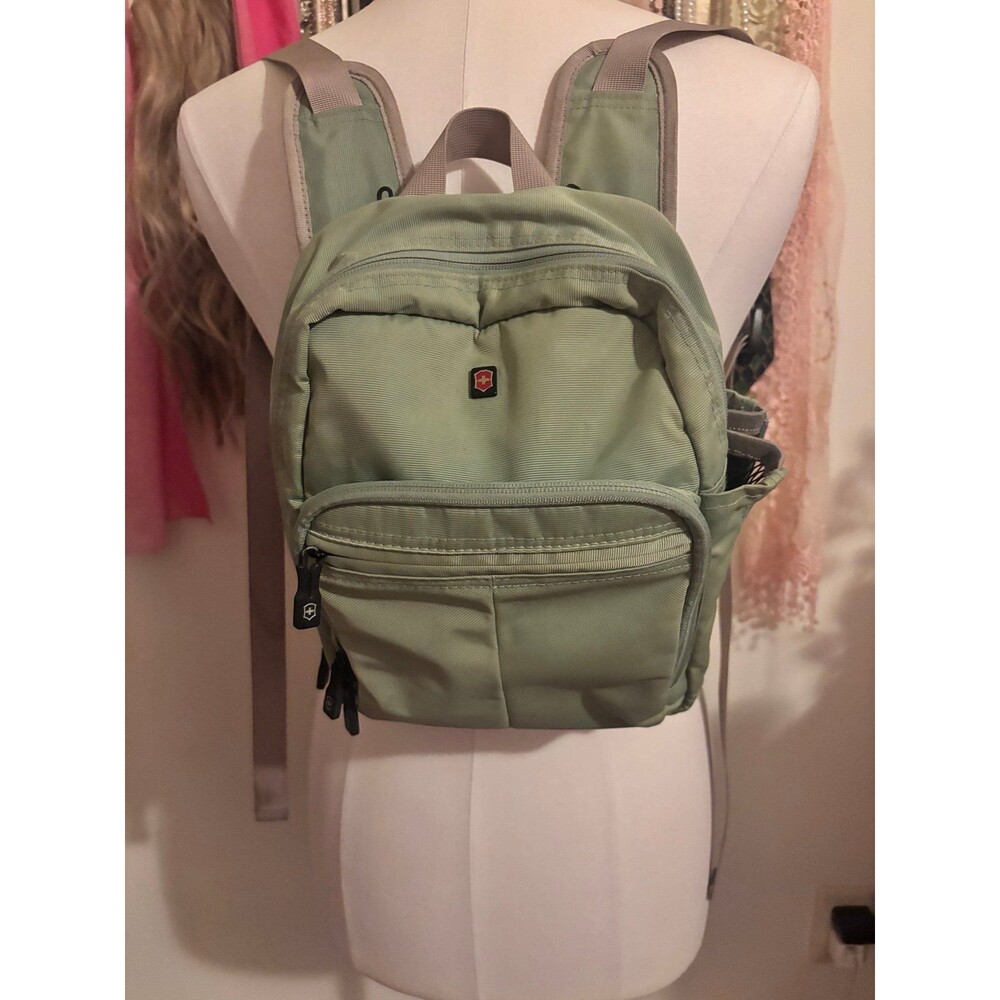 Victorinox Swiss Army Mini Travel Backpack Olive Green Daypack Geometric Lining